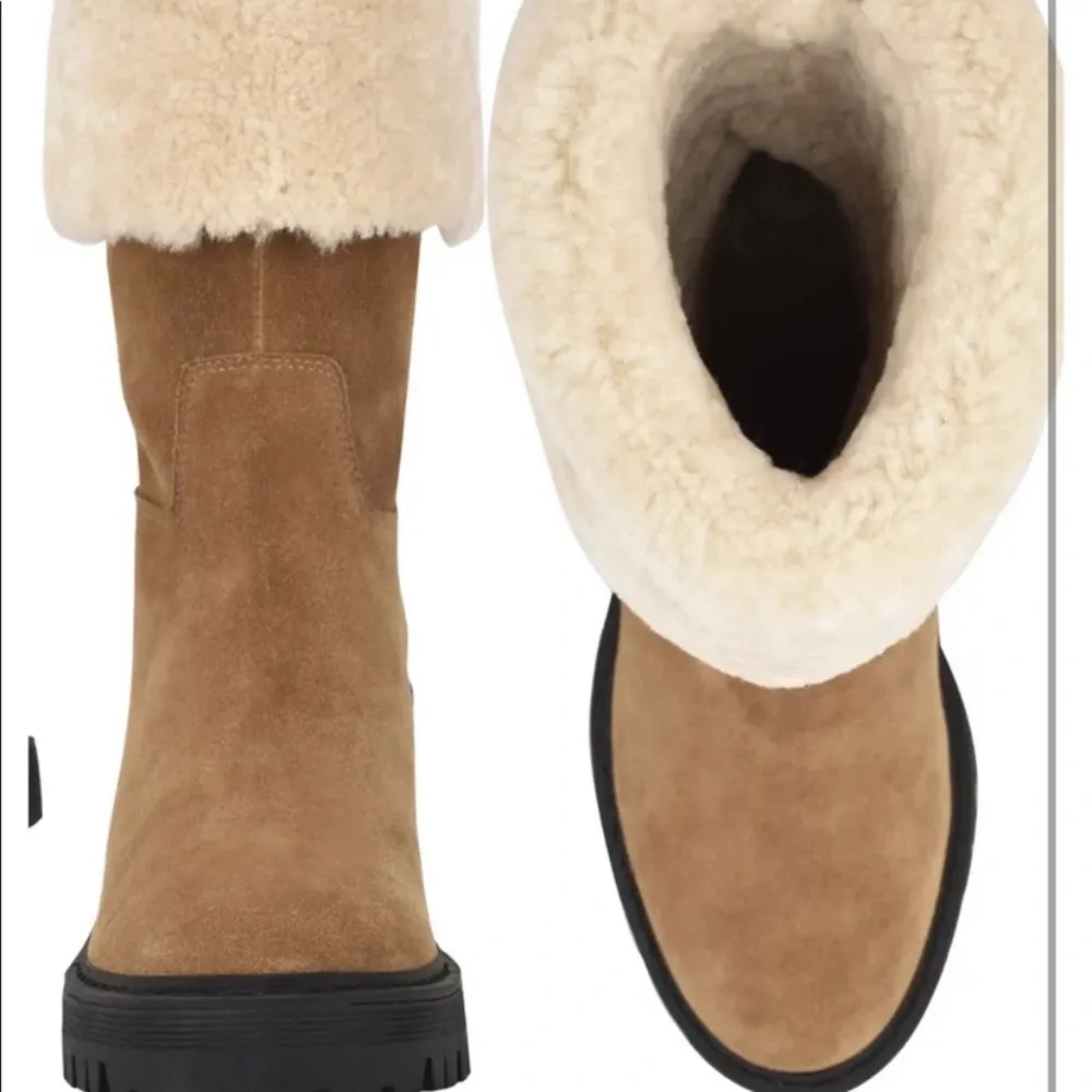New Marc Fisher Willoe Suede Fur pull on boots - Picture 4 of 11
